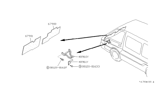 1988 Nissan Van INSULATOR Dash LH Diagram for 61905-17C00