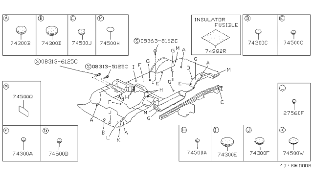 1989 Nissan Van Bolt Diagram for 08313-6125C