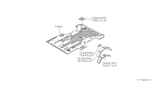 1989 Nissan Van Connector-SILL Rear RH Diagram for 76756-23C30