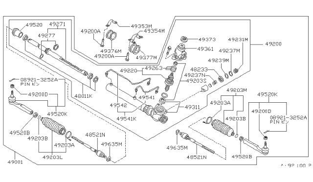 1989 Nissan Van Gear Assy-Power Steering Diagram for 49200-15C00