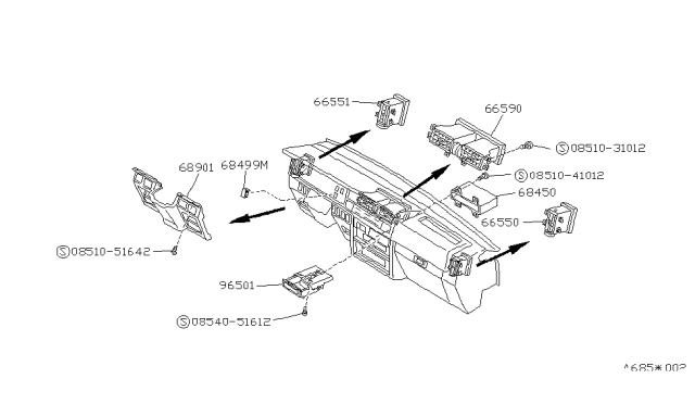 1988 Nissan Van ASHTRAY-Instrument Red Diagram for 68800-11C02