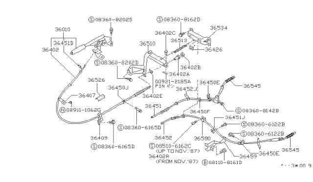 1989 Nissan Van Nut Diagram for 01211-00261