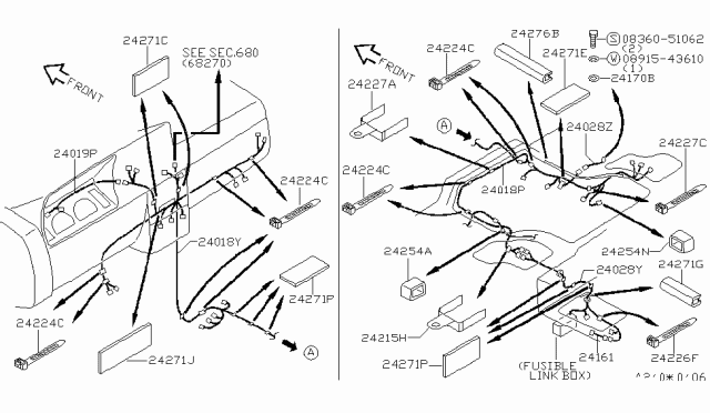 1990 Nissan Van Grommet Diagram for 24263-17C60