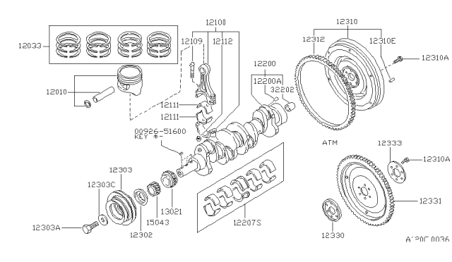 1990 Nissan Van Bolt-PULLEY CRANKSHAFT Diagram for 12309-S9700