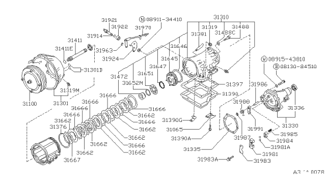 1990 Nissan Van Torque Converter,Housing & Case Diagram 1