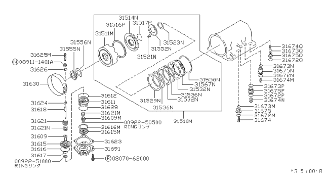 1993 Nissan Van Clutch & Band Servo Diagram 1