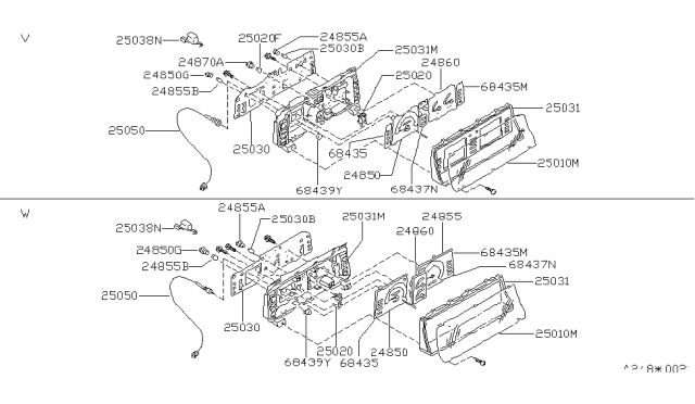 1988 Nissan Van Housing-Meter Combination, Upper Diagram for 24812-G5400