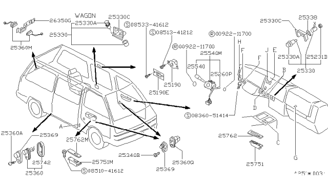 1989 Nissan Van Switch Lighting Diagram for 25540-16E00