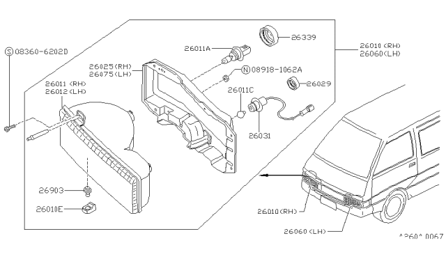 1992 Nissan Van Headlamp Diagram