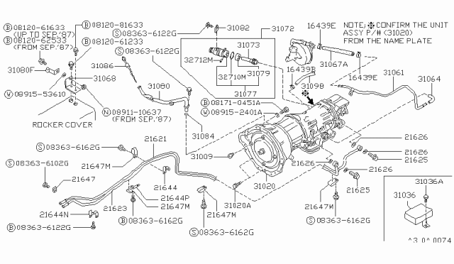 1989 Nissan Van Gauge Assy-Oil Level Diagram for 31086-25C00