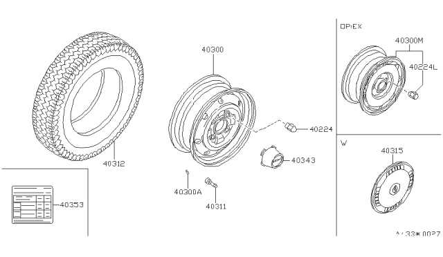 1989 Nissan Van Disc Wheel Ornament Diagram for 40342-12C10