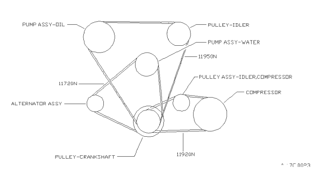 1987 Nissan Van Fan,Compressor & Power Steering Belt Diagram