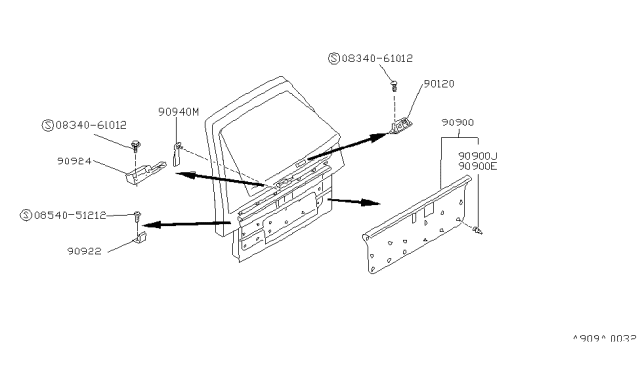 1993 Nissan Van Back Door Trimming Diagram