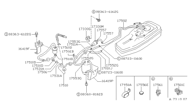 1990 Nissan Van Bracket-Valve, Fuel Check Diagram for 17375-G5100