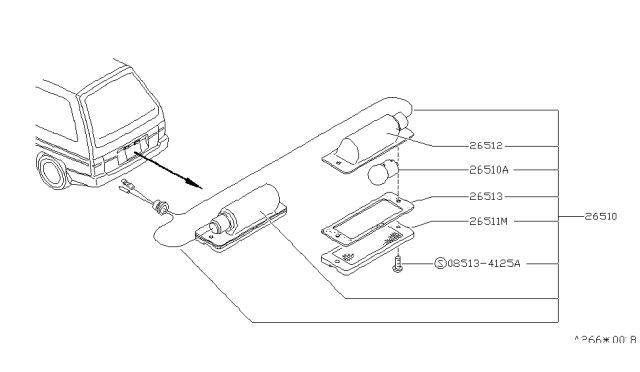 1987 Nissan Van Cover Licence Diagram for 26512-G2500