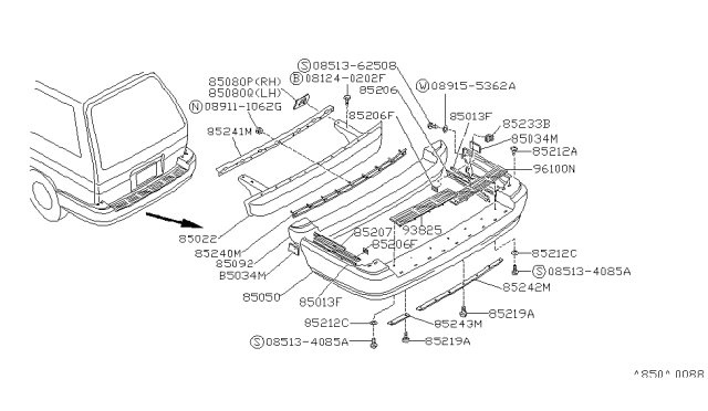 1989 Nissan Van Bolt Diagram for 01136-00031