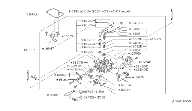 1988 Nissan Van Chamber Assembly-VENTURY Diagram for 16017-17C05