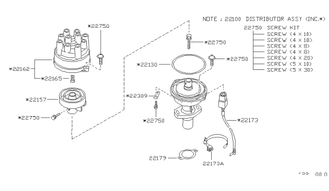 1989 Nissan Van Distributor & Ignition Timing Sensor Diagram