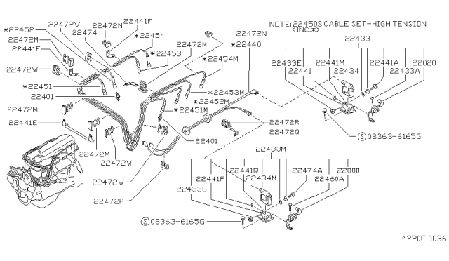 1988 Nissan Van Cable Set-Ignition Coil To Dist Diagram for 22440-17C01