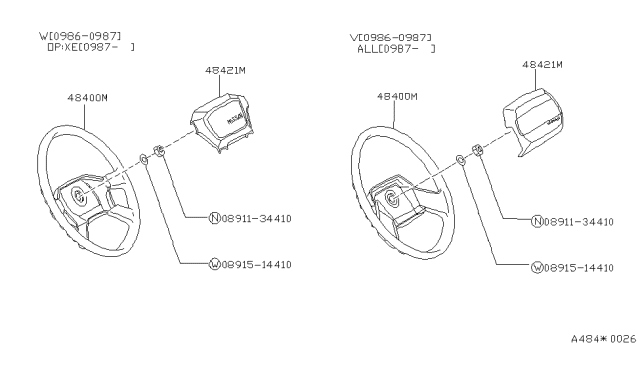 1990 Nissan Van Pad-Horn Blue Diagram for 48420-17C03