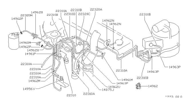 1990 Nissan Van Engine Control Vacuum Piping Diagram 2