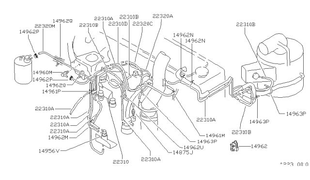 1988 Nissan Van Clamp-Hose A Diagram for 22316-R8200