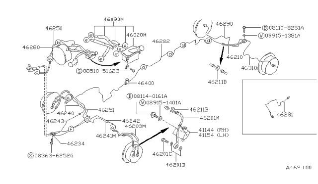 1991 Nissan Van Brake Piping & Control Diagram 3