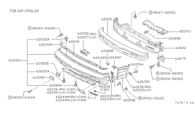 1988 Nissan Pulsar NX Front Bumper Diagram 3