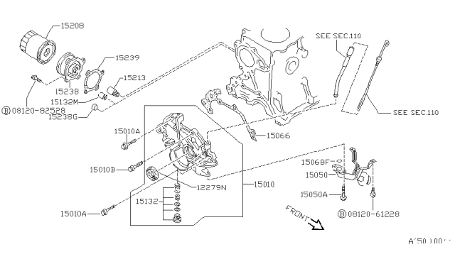 1990 Nissan Pulsar NX Pump Assembly-Oil Diagram for 15010-35F00