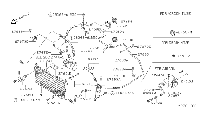 1988 Nissan Pulsar NX Tube CONDENSER Liquid Tank Diagram for 92440-85M10