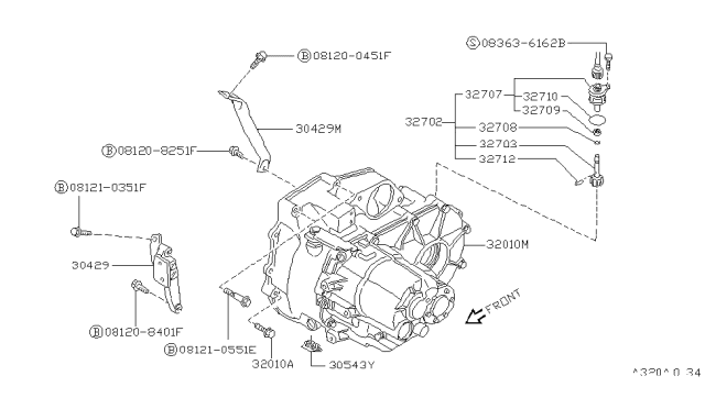 1989 Nissan Pulsar NX Manual Transmission, Transaxle & Fitting Diagram 1