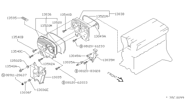 1988 Nissan Pulsar NX Front Cover,Vacuum Pump & Fitting Diagram 1