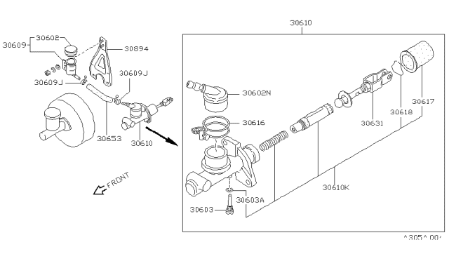 1990 Nissan Pulsar NX Rod Assembly Push Diagram for 30631-01L00