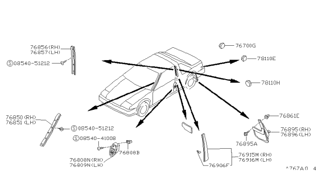 1990 Nissan Pulsar NX Clip-Trim Diagram for 01553-05881