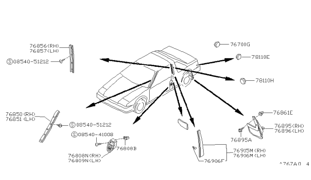 1990 Nissan Pulsar NX Body Side Fitting Diagram