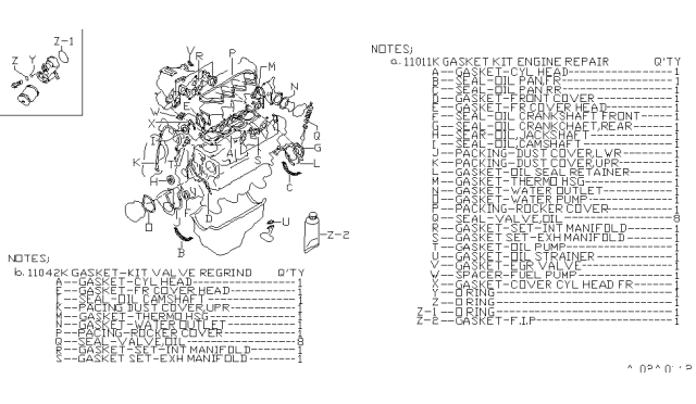 1988 Nissan Pulsar NX GASK Kit Engine Diagram for 10101-85M85