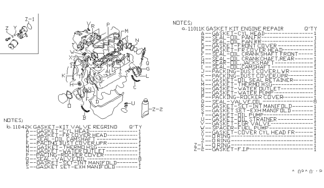 1987 Nissan Pulsar NX Engine Gasket Kit Diagram 3