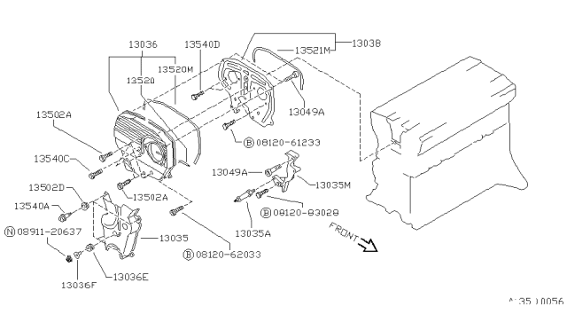 1987 Nissan Pulsar NX Front Cover,Vacuum Pump & Fitting Diagram 2