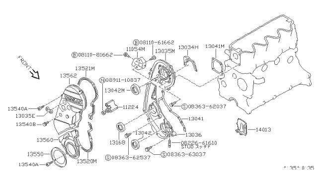 1988 Nissan Pulsar NX Gasket-Lower Diagram for 13520-D4215