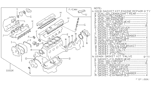 1987 Nissan Pulsar NX Engine Gasket Kit Diagram 2