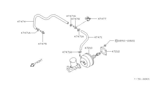 1989 Nissan Pulsar NX Brake Servo & Servo Control Diagram 1