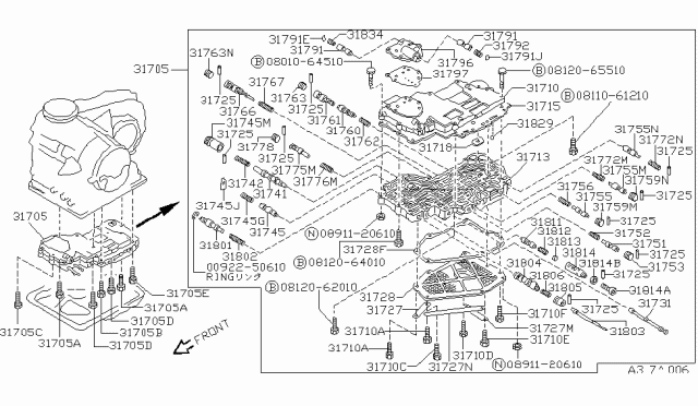 1987 Nissan Pulsar NX Body Cont Valve Diagram for 31831-21X01