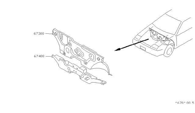 1990 Nissan Pulsar NX Member-Dash Lower Cross Diagram for 67400-58A00