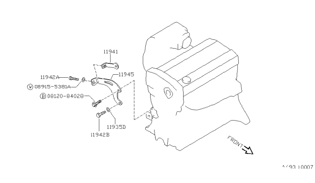 1990 Nissan Pulsar NX Support-Power Steering Diagram for 11942-D4200