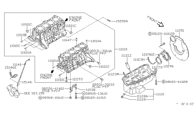 1990 Nissan Pulsar NX Cylinder Block & Oil Pan Diagram 1