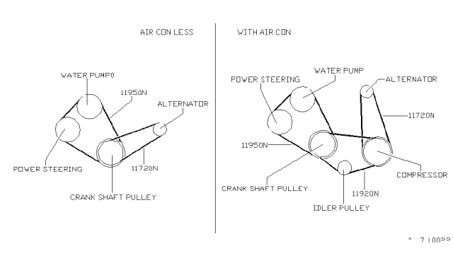 1990 Nissan Pulsar NX Fan,Compressor & Power Steering Belt Diagram 2