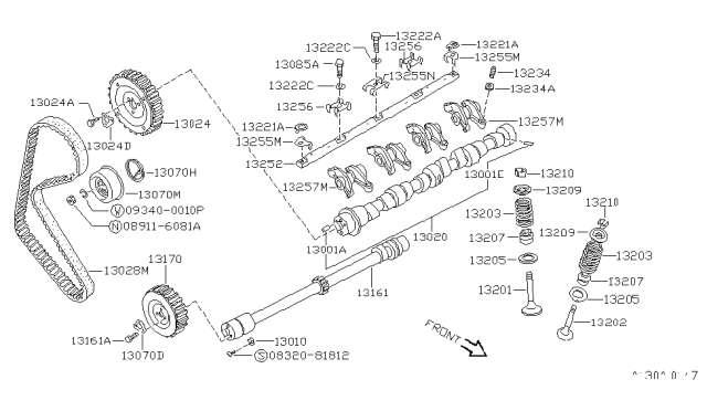 1988 Nissan Pulsar NX Belt-Timing Diagram for 13028-D4211