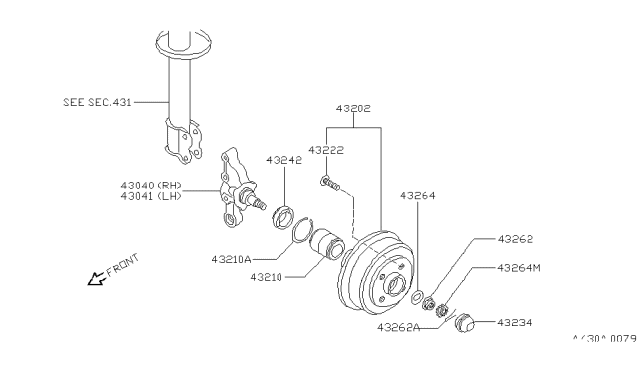 1990 Nissan Pulsar NX Catcher-GRSE Rear Diagram for 43242-53A00