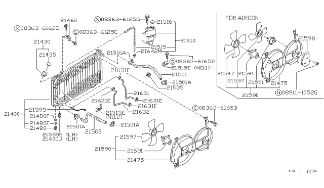 1989 Nissan Pulsar NX Rubber-Mounting Radiator Diagram for 21507-61A10