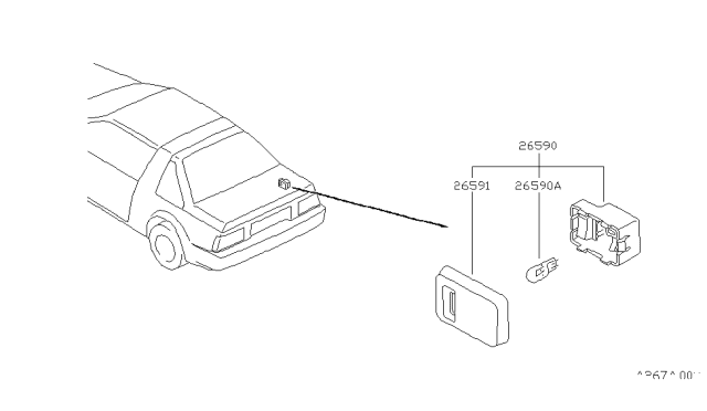 1988 Nissan Pulsar NX Lamp Assy-Trunk Room Diagram for 26590-15F00